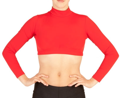 Baltogs Custom Made Adult Lycra Long Sleeve Mock Neck Crop Top with Back Zipper 