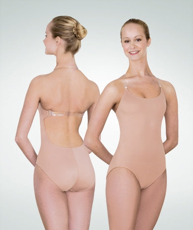 Body Wrappers Girls' totalSTRETCH Nude Leotard with Clear Back Strap