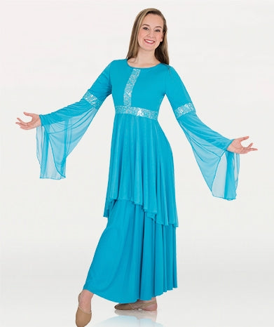Body Wrappers Girl's Lace Draped Tunic Top