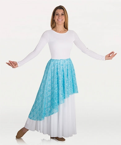 Body Wrappers Girl's Asymmetrical Lace Skirt