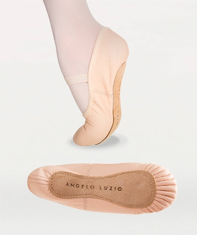 Body Wrappers Child Full Sole Leather Pleated Ballet Slipper