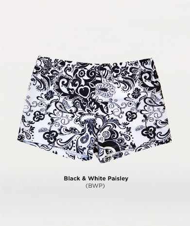 Body Wrappers Black & White Paisley Dance Hot Shorts