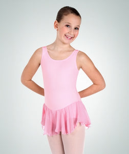 Body Wrappers Girls Cotton Tank Leotard with Attached Skirt