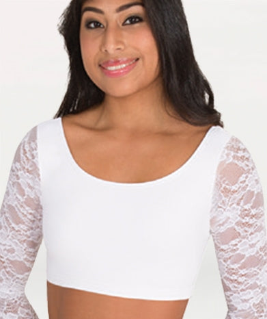 Body Wrappers Lace long Sleeve Scoop Neck Bra Top for girls and adults