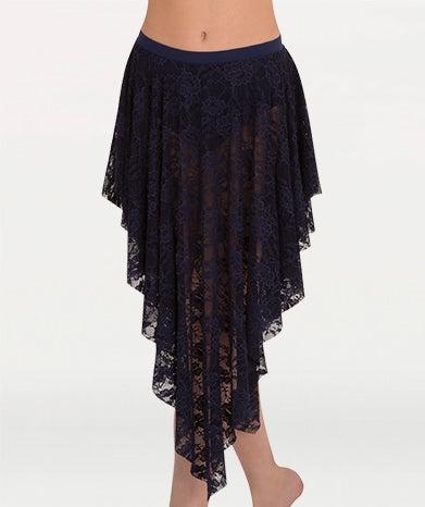 Body Wrappers Women's Lace Convertible Long Back or Side Drapey Skirt in Sizes XS-S, M-L, XL-2X