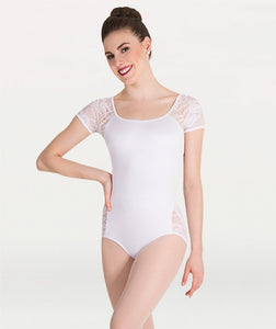 Body Wrappers Lace Short Sleeve Leotard