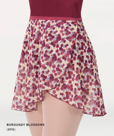 Body Wrappers Adult Chiffon Skirt - Burgundy Blossoms