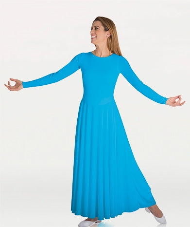 Body Wrappers Adult Praise Dance Loose Fit Long Sleeve Dance Dress