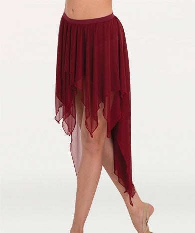 Body Wrappers Women's Drapey Hi-Lo Chiffon Skirt in Sizes XS-S, M-L, XL-2X