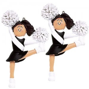 Dasha Set of 2 Cheerleader Ornament in Black