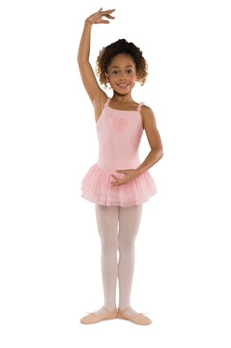 Danshuz Girls' Square Neck Camisole Dance Dress with Hearts