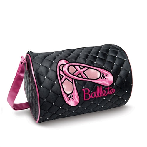 Danshuz Quilted Rhinestone Ballet Slipper Duffle Bag