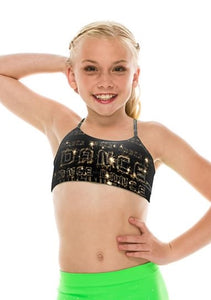 KIDS BLACK AND GOLD DANCE CAMI BRA TOP