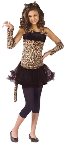 Girls' Wild Cat Costume with Leopard Print