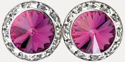 Rhinestone Solitaire in circle of Rhinestones Earrings