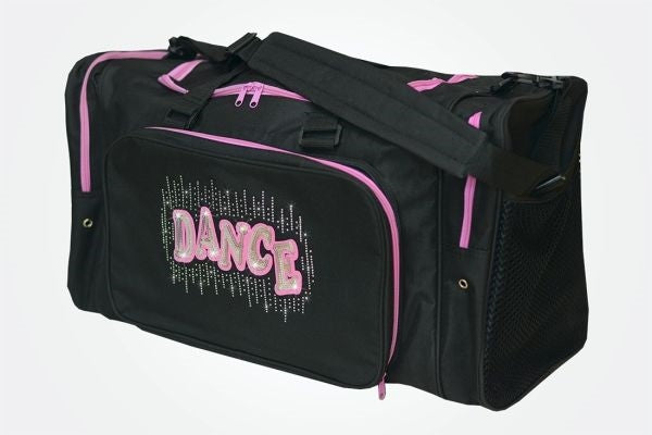 Sassi Designs Dance In Crystal & Pink Rhinestone Transfer; Black Bag With Pink Trim