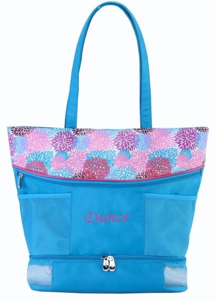 Sassi Designs Blooms Medium Tote with screen print design, embroidered 