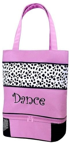 Sassi Designs Dalmatians Print Tote with Shoe Compartment & Embroidered 