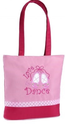 Sassi Designs Love 2 Dance PINK small tote, PINK ballet slippers