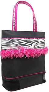 Sassi Designs ZBR-02BLANK Zebra & Fringe Medium Tote with Dance