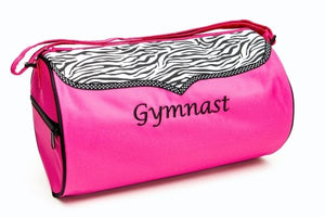 Sassi Designs ZEB-02GYM, Zebra trim, hot pink roll duffel 8 x 14