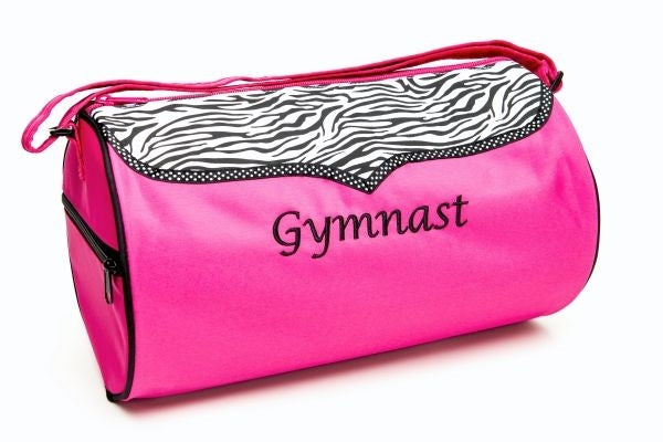 Sassi Designs ZEB-02GYM, Zebra trim, hot pink roll duffel 8 x 14