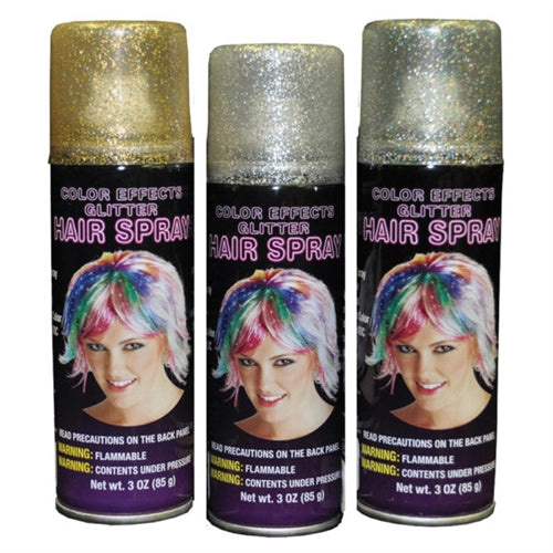 Aerosol Hair Glitter Spray - silver, gold, multi colors