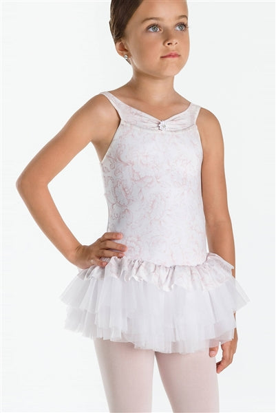 Wear Moi Colibri Girls Slight Sparkle Microfiber Dress w- Glitter Tulle Skirt