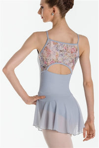 Wear Moi Enora Adult Camisole Skirted Leotard w- Soft Floral Micromesh